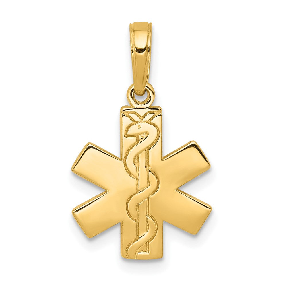 10k Yellow Gold 13 mm Paramedic/EMT Symbol Pendant (1.1 grams)