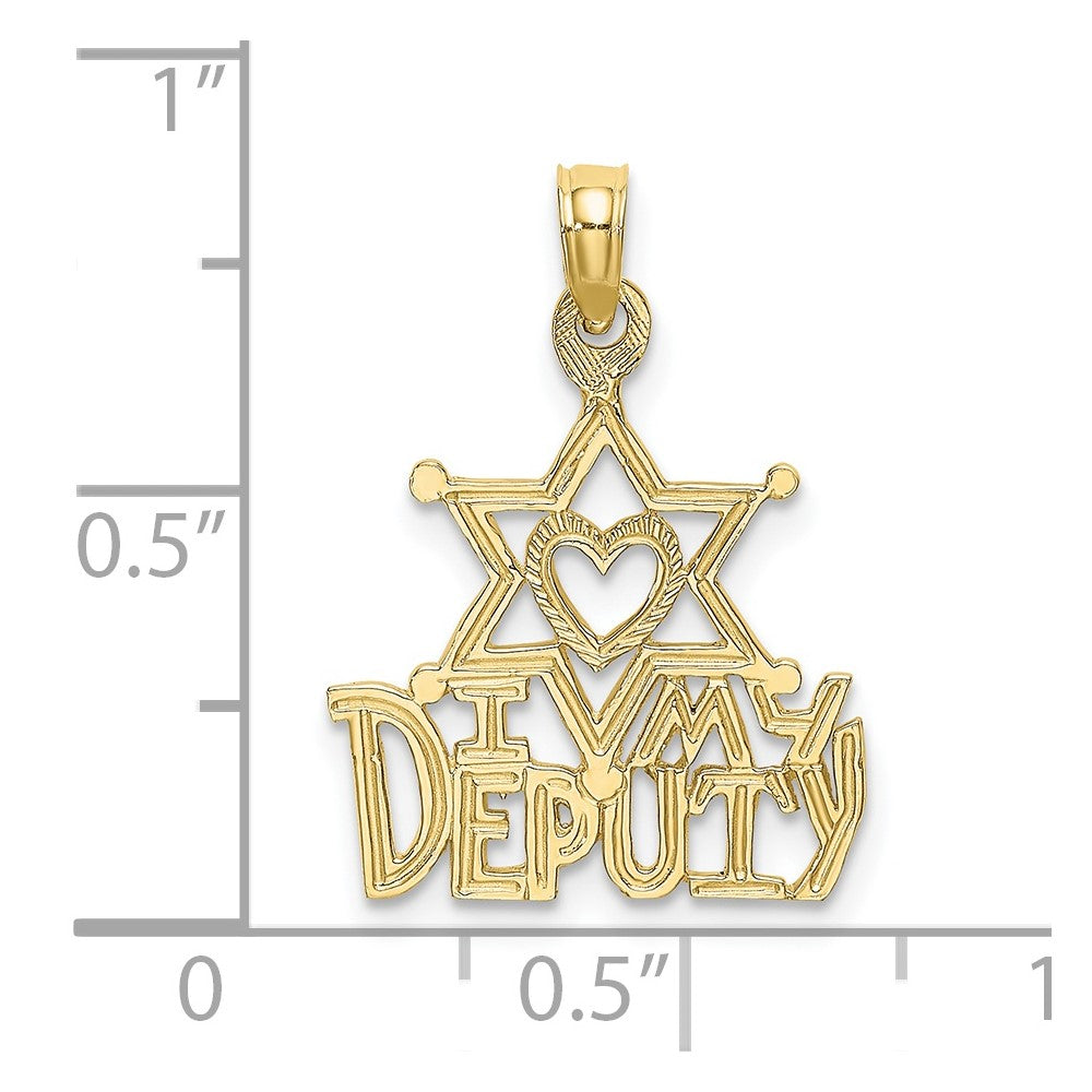 10k Yellow Gold 15.75 mm I HEART MY DEPUTY Charm (0.67 grams)