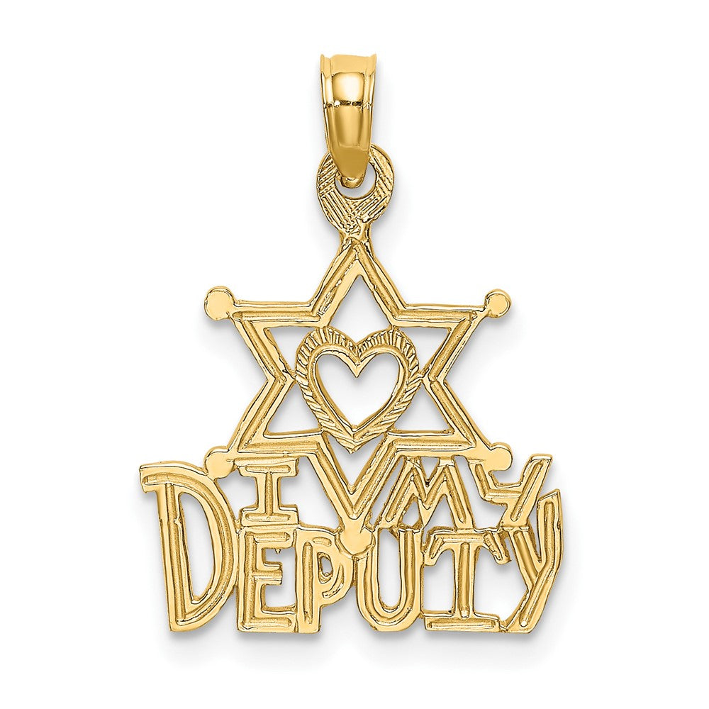 10k Yellow Gold 15.75 mm I HEART MY DEPUTY Charm (0.67 grams)