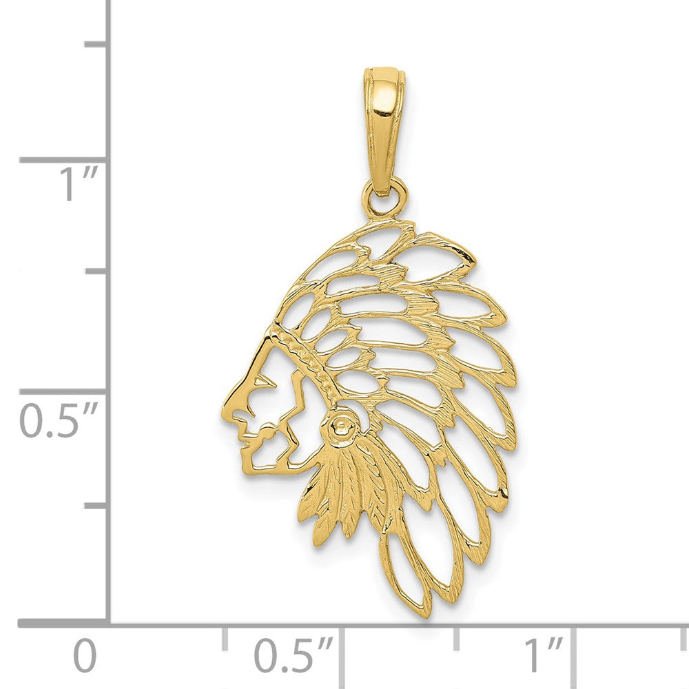 10k Yellow Gold 16.75 mm Headdress Profile Pendant (0.86 grams)