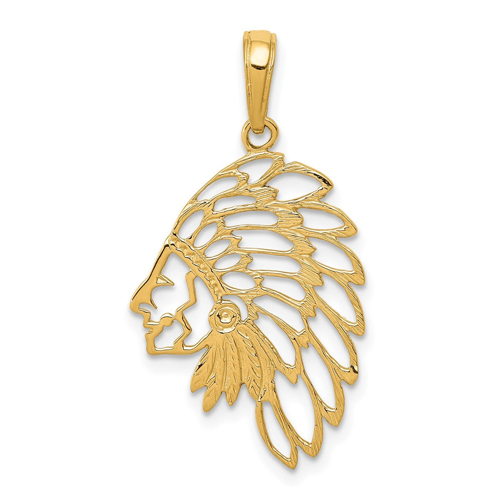 10k Yellow Gold 16.75 mm Headdress Profile Pendant (0.86 grams)