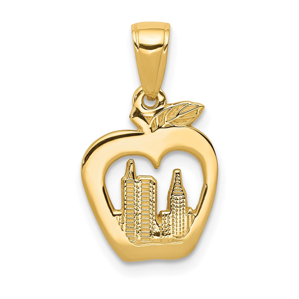 10k Yellow Gold 12 mm New York Skyline in Apple Pendant (0.88 grams)