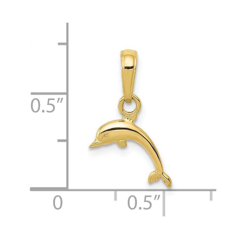 10k Yellow Gold 11 mm Mini Dolphin Pendant (0.37 grams)