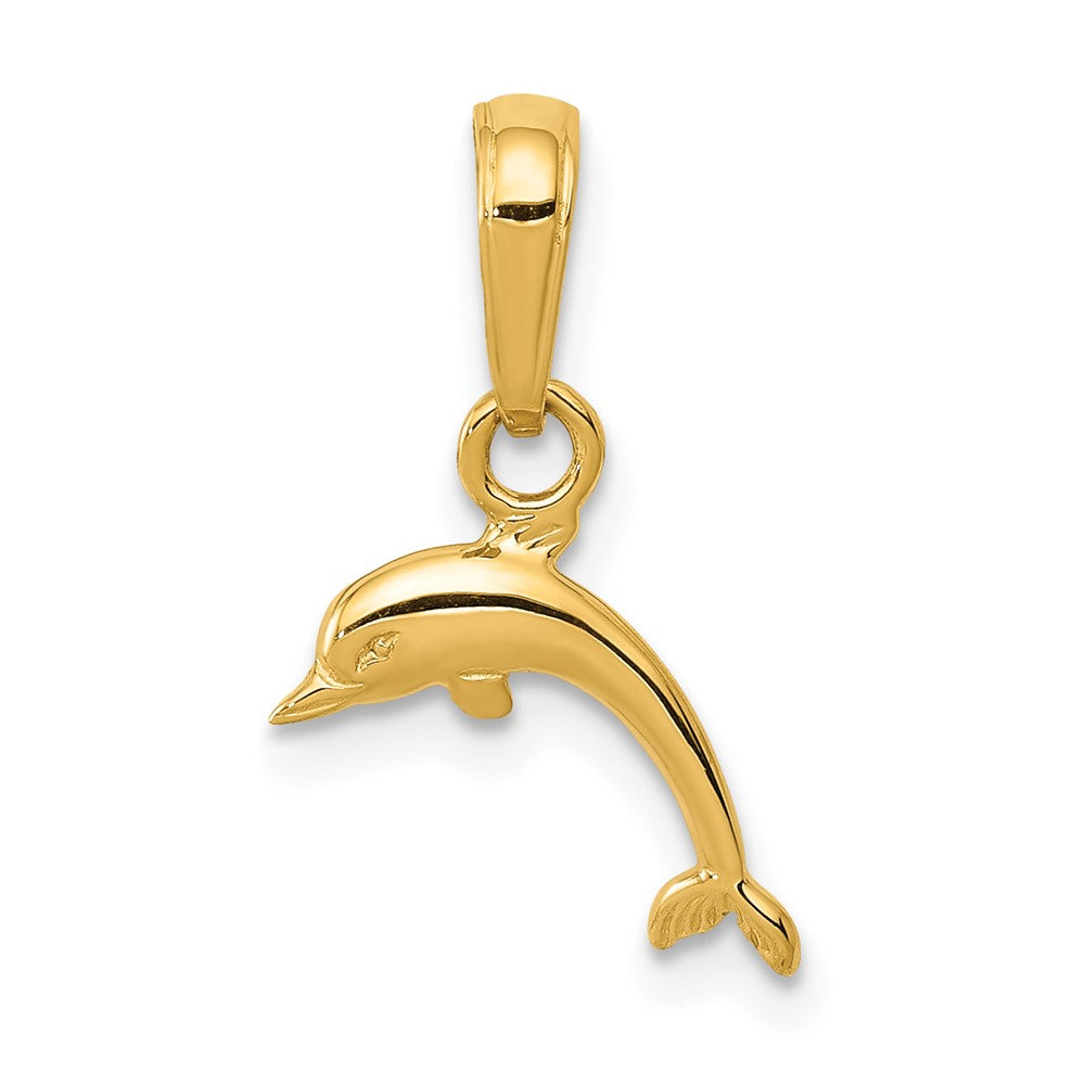 10k Yellow Gold 11 mm Mini Dolphin Pendant (0.37 grams)