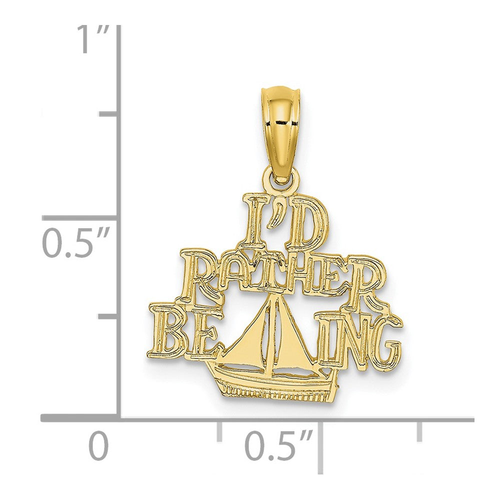 10k Yellow Gold 14 mm I'D RATHER BE SAILING Charm (0.59 grams)