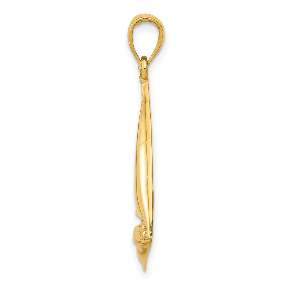 10k Yellow Gold 20 mm 2-D Sailboat Pendant (1.84 grams)