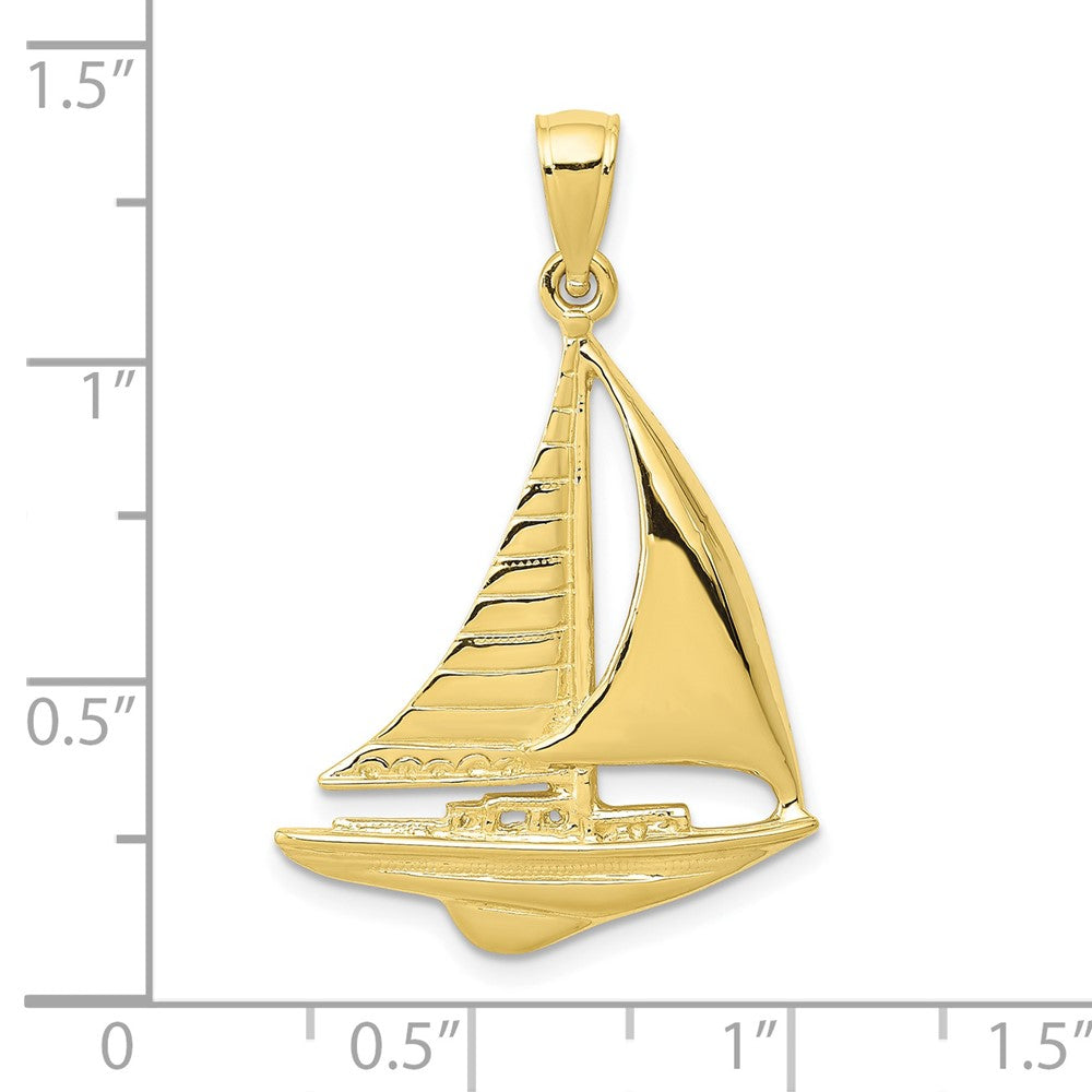 10k Yellow Gold 20 mm 2-D Sailboat Pendant (1.84 grams)