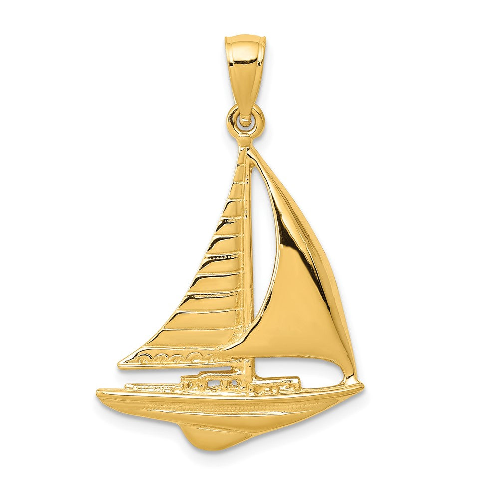 10k Yellow Gold 20 mm 2-D Sailboat Pendant (1.84 grams)