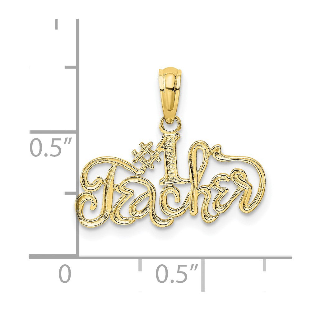 10k Yellow Gold 19 mm #1 TEACHER Charm (0.64 grams)