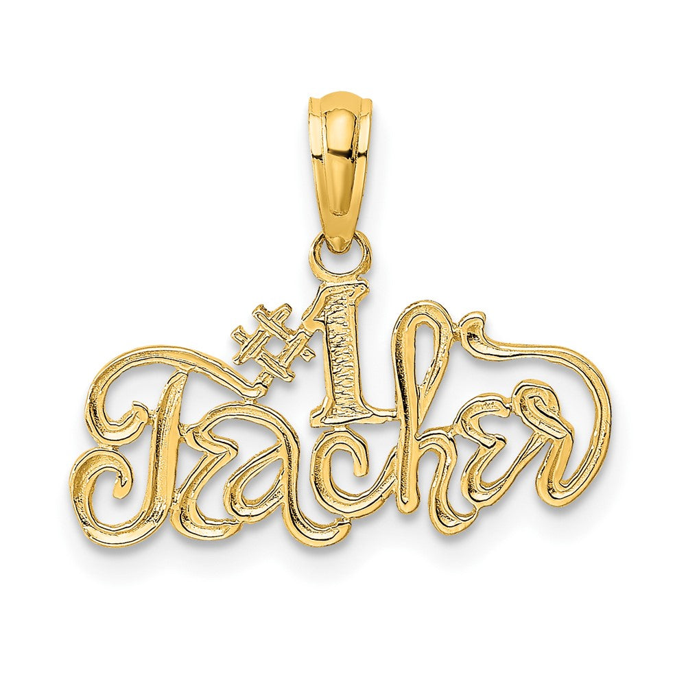 10k Yellow Gold 19 mm #1 TEACHER Charm (0.64 grams)