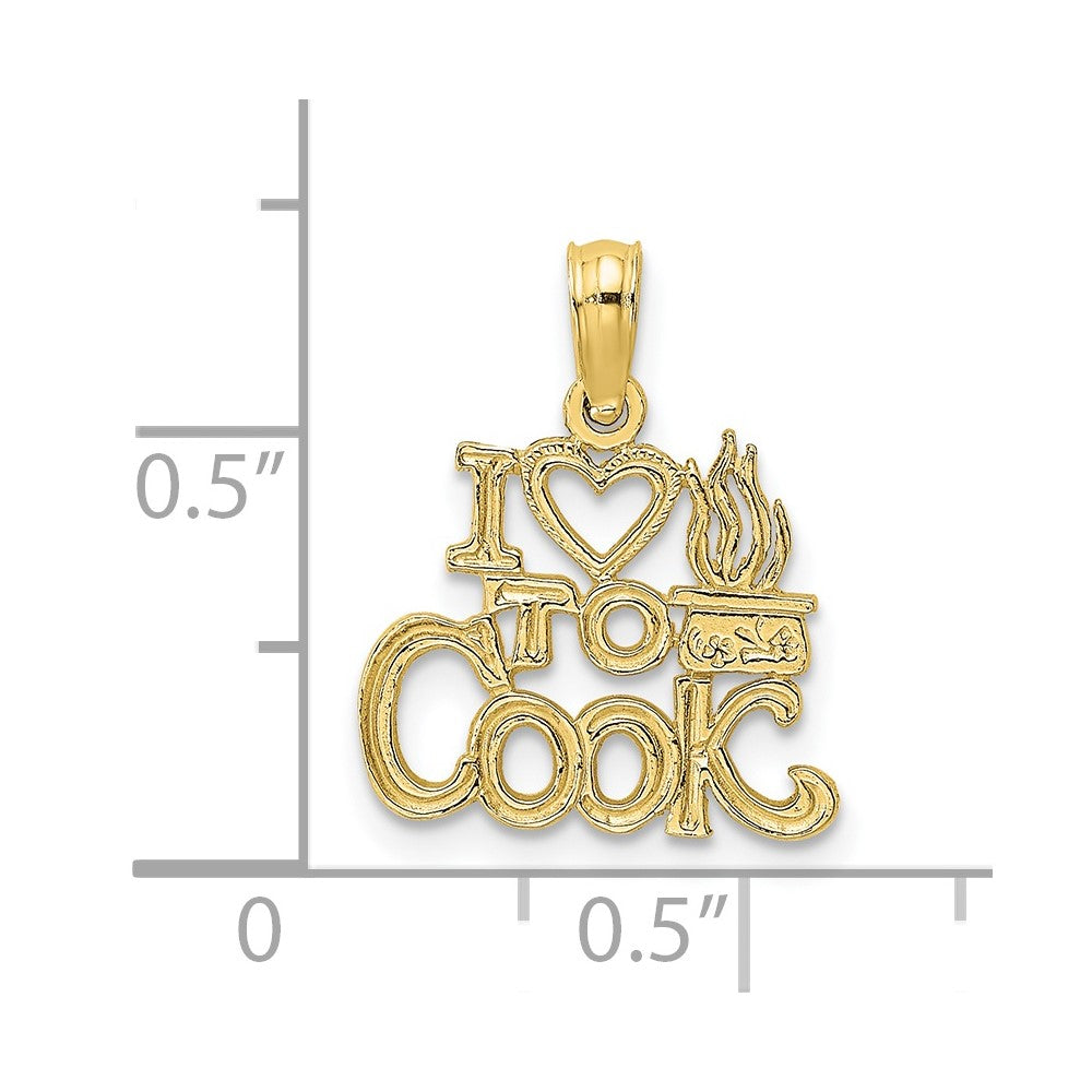 10k Yellow Gold 14.1 mm I HEART TO COOK Charm (0.6 grams)