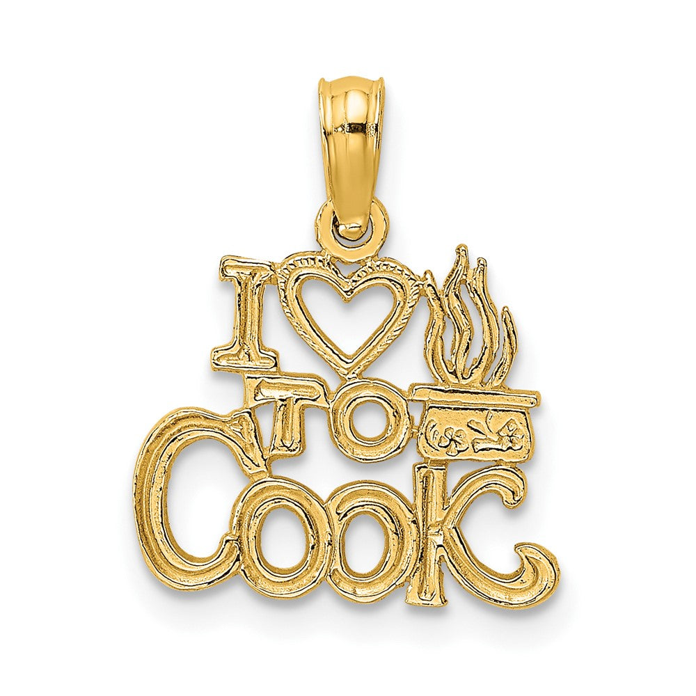 10k Yellow Gold 14.1 mm I HEART TO COOK Charm (0.6 grams)