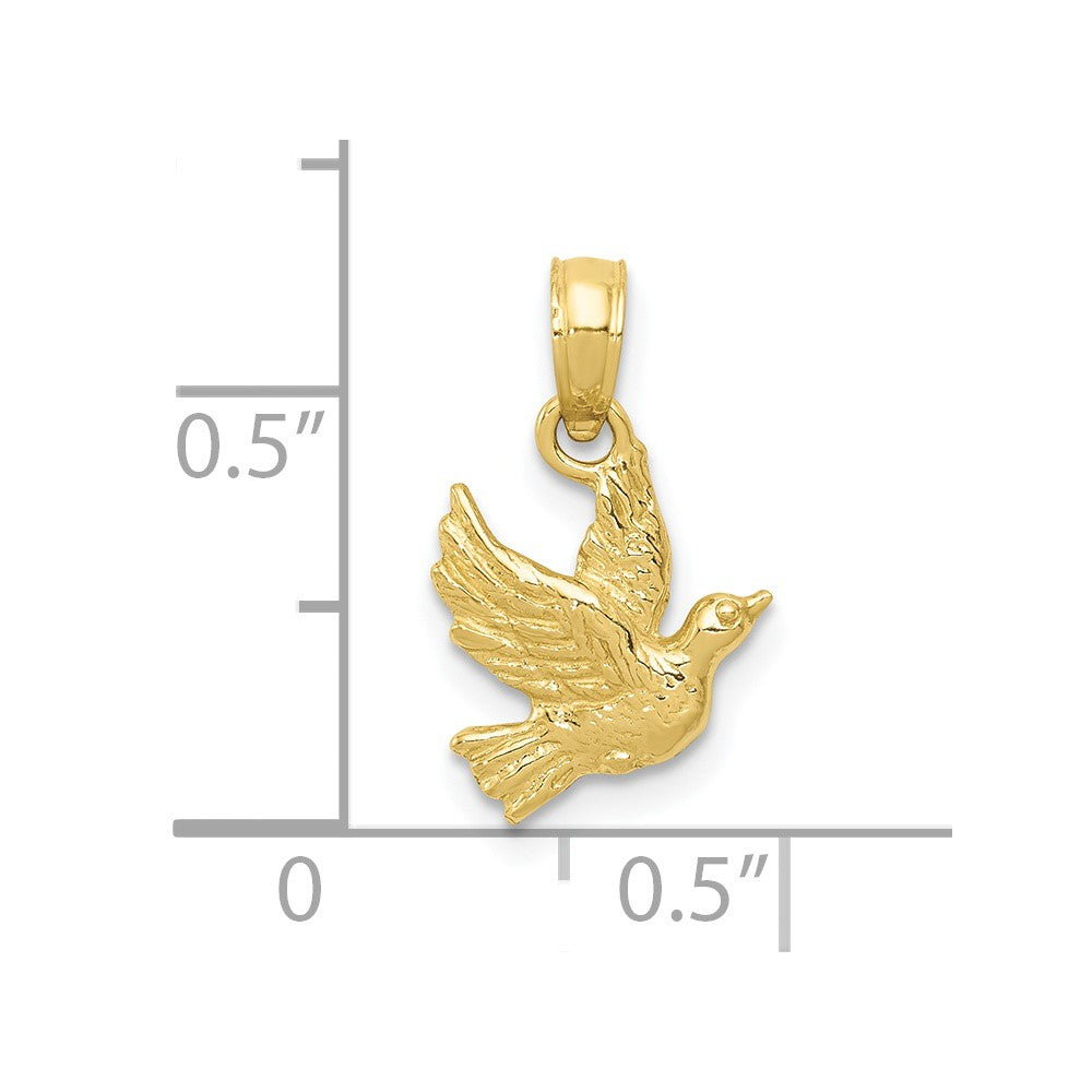 10k Yellow Gold 10 mm Flying Dove Pendant (0.64 grams)