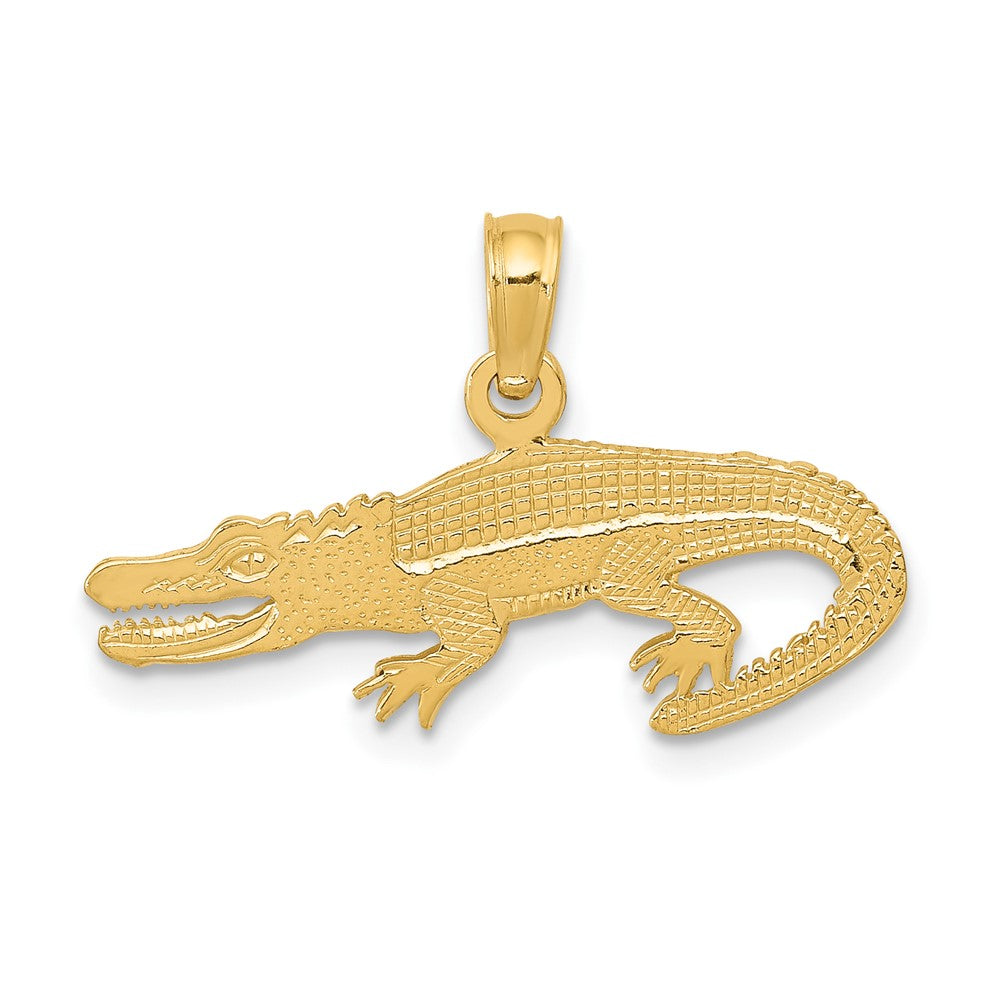 10k Yellow Gold 22.5 mm Textured Alligator Pendant (0.75 grams)