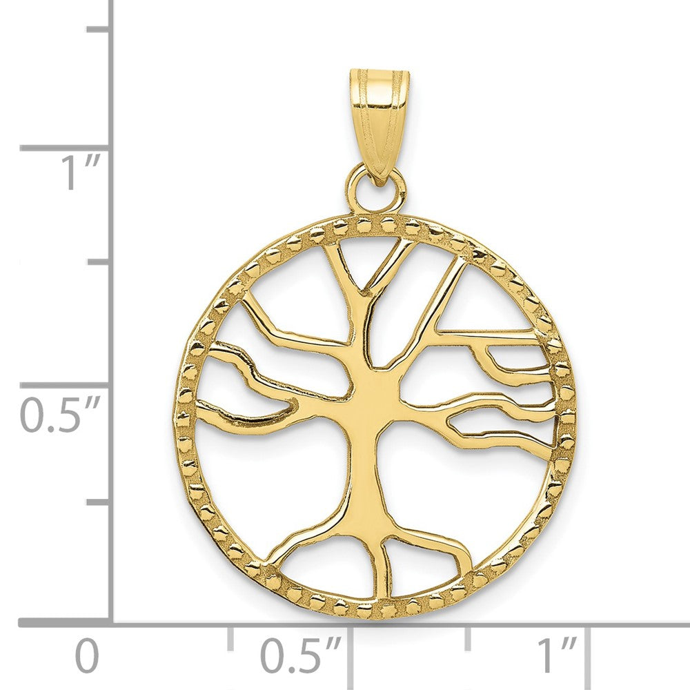 10k Yellow Gold 20 mm Tree of Life in Round Frame Pendant (1.53 grams)