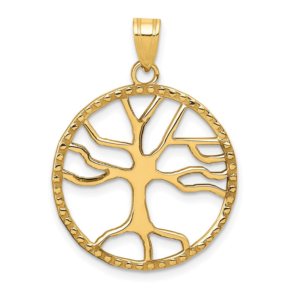 10k Yellow Gold 20 mm Tree of Life in Round Frame Pendant (1.53 grams)