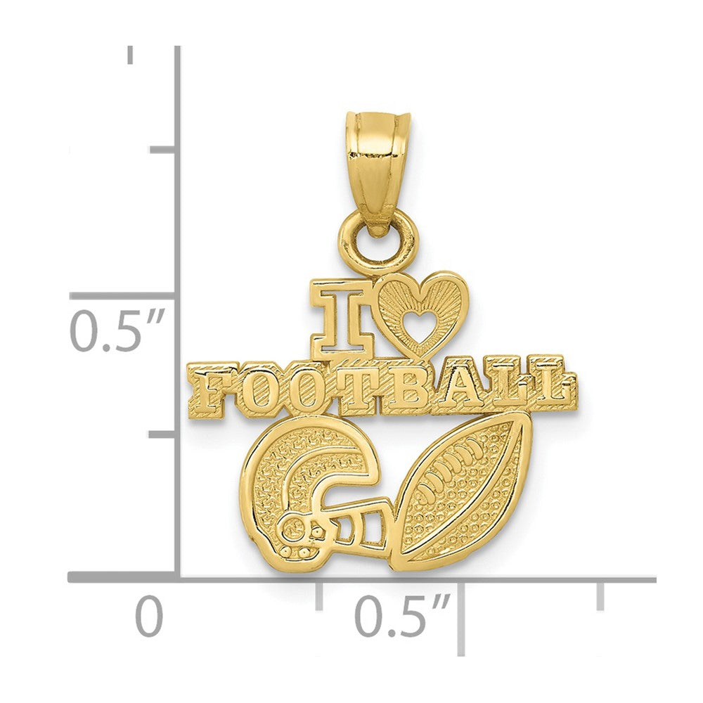 10k Yellow Gold 17.5 mm I HEART FOOTBALL Charm (0.75 grams)