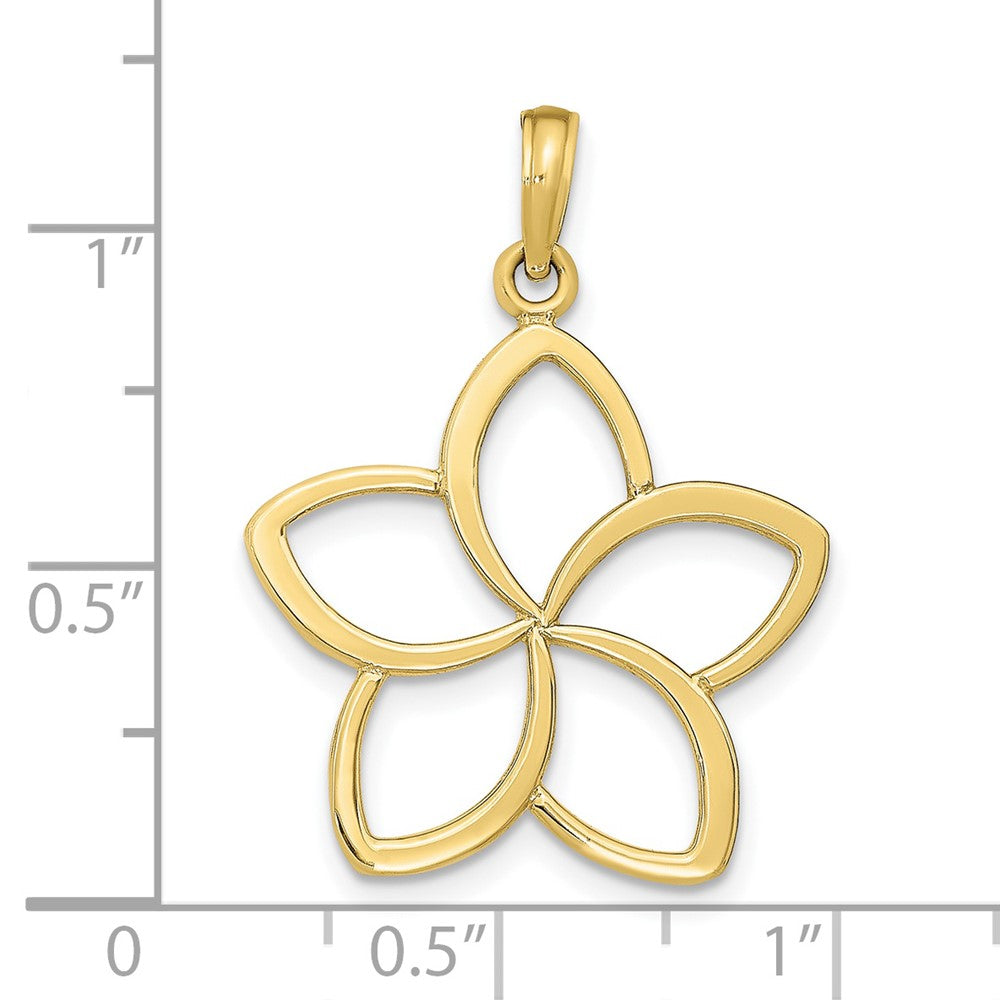 10k Yellow Gold 24 mm Polished Cut Out Flower Pendant (1.32 grams)