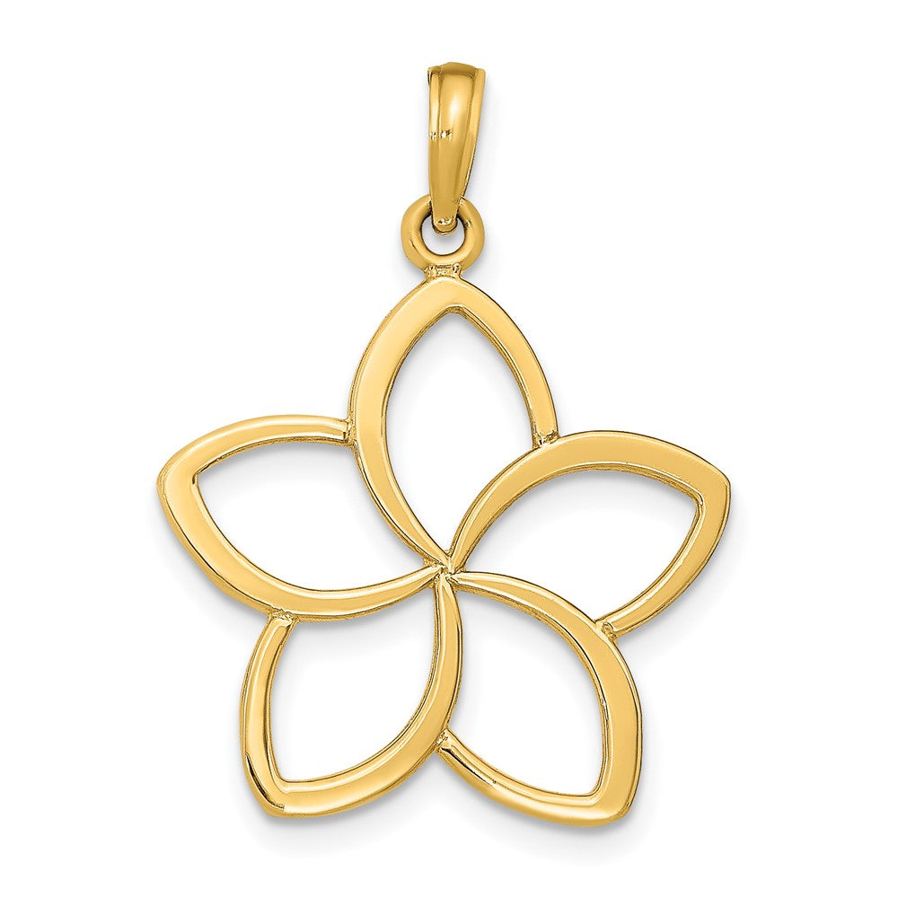 10k Yellow Gold 24 mm Polished Cut Out Flower Pendant (1.32 grams)