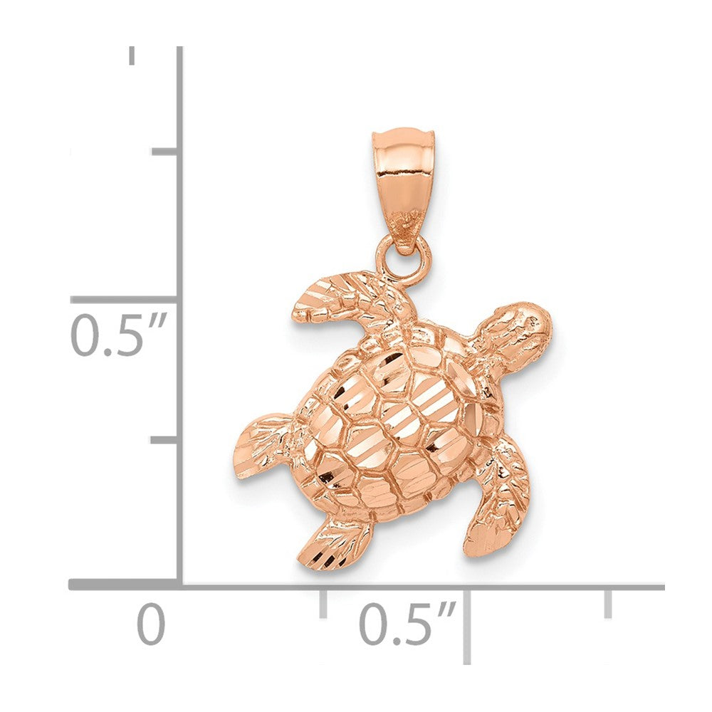 10k Rose Gold 14 mm Diamond Cut Turtle Pendant (0.61 grams)