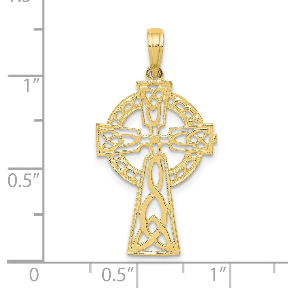 10k Yellow Gold 16 mm Polished Celtic Cross Pendant (1.04 grams)