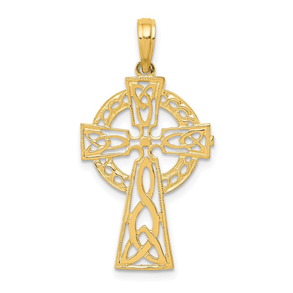 10k Yellow Gold 16 mm Polished Celtic Cross Pendant (1.04 grams)