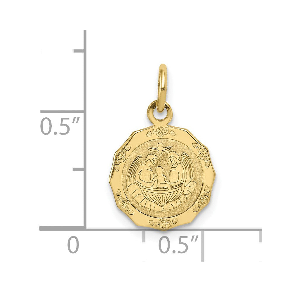 10k Yellow Gold 12 mm Baptism Polished Charm (0.83 grams)