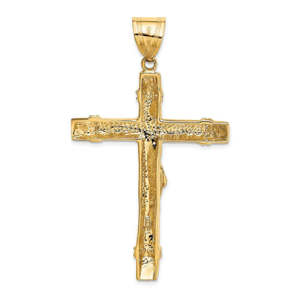 10k Two-tone 41 mm CZ Cubic Zirconia Jesus Crucifix Pendant