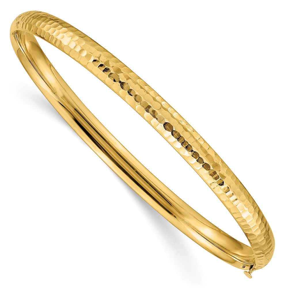 10k Yellow Gold 4.75 mm red Hinged Bangle Bracelet