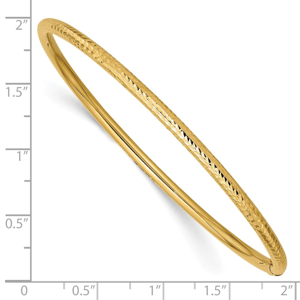 10k Yellow Gold 3 mm Diamond-cut Tube Slip-on Bangle (2.61 grams)