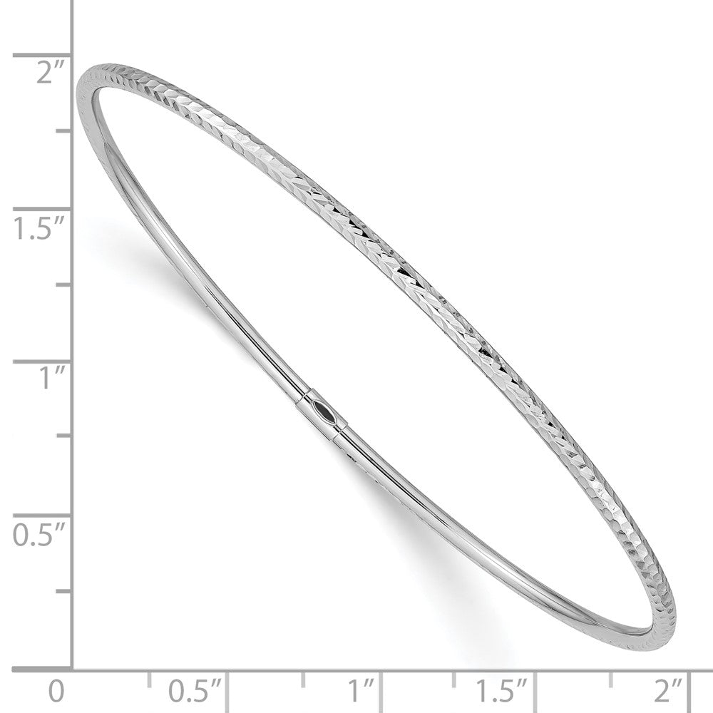 10k White Gold 2 mm Diamond-cut Slip-on Bangle (1.83 grams)