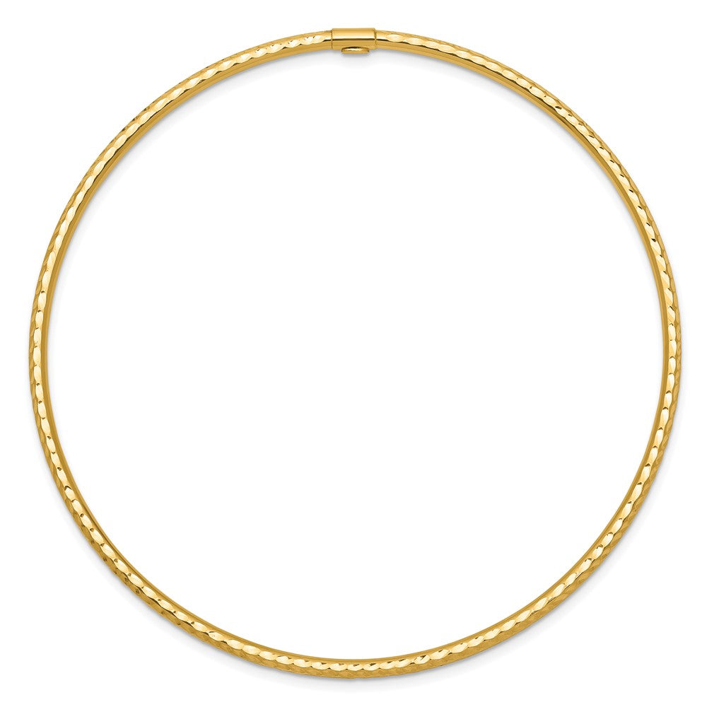 10k Yellow Gold 2 mm Diamond-cut Tube Slip-on Bangle (1.79 grams)