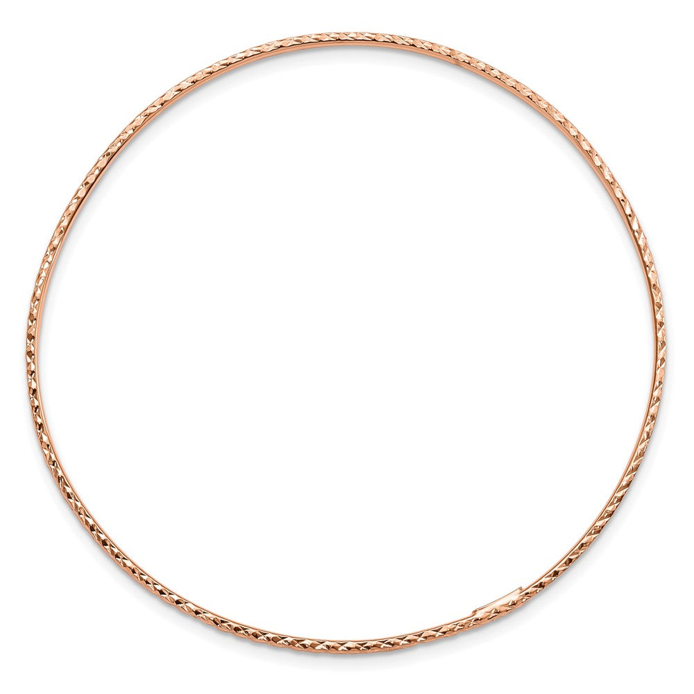 10k Rose Gold 1.5 mm Rose Gold Diamond-Cut Slip-on Bangle Bracelet (1.42 grams)