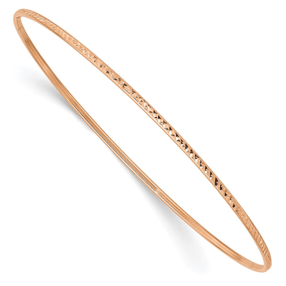 10k Rose Gold 1.5 mm Rose Gold Diamond-Cut Slip-on Bangle Bracelet (1.42 grams)