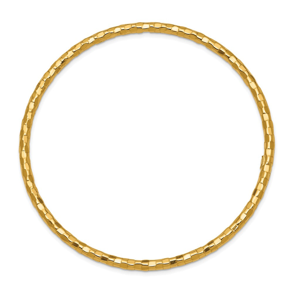 10k Yellow Gold 3 mm Polished Textured Slip-on Bangle Bracelet (2.15 grams)