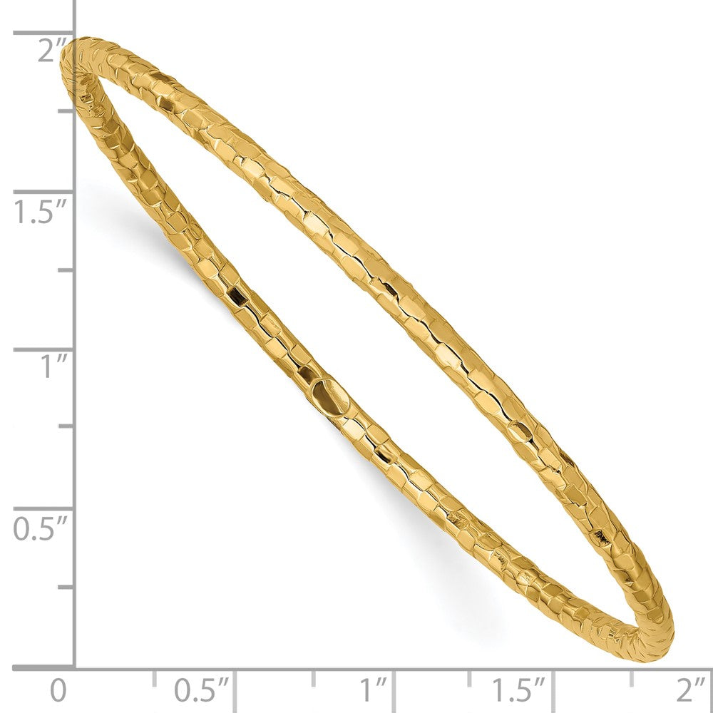 10k Yellow Gold 3 mm Polished Textured Slip-on Bangle Bracelet (2.15 grams)