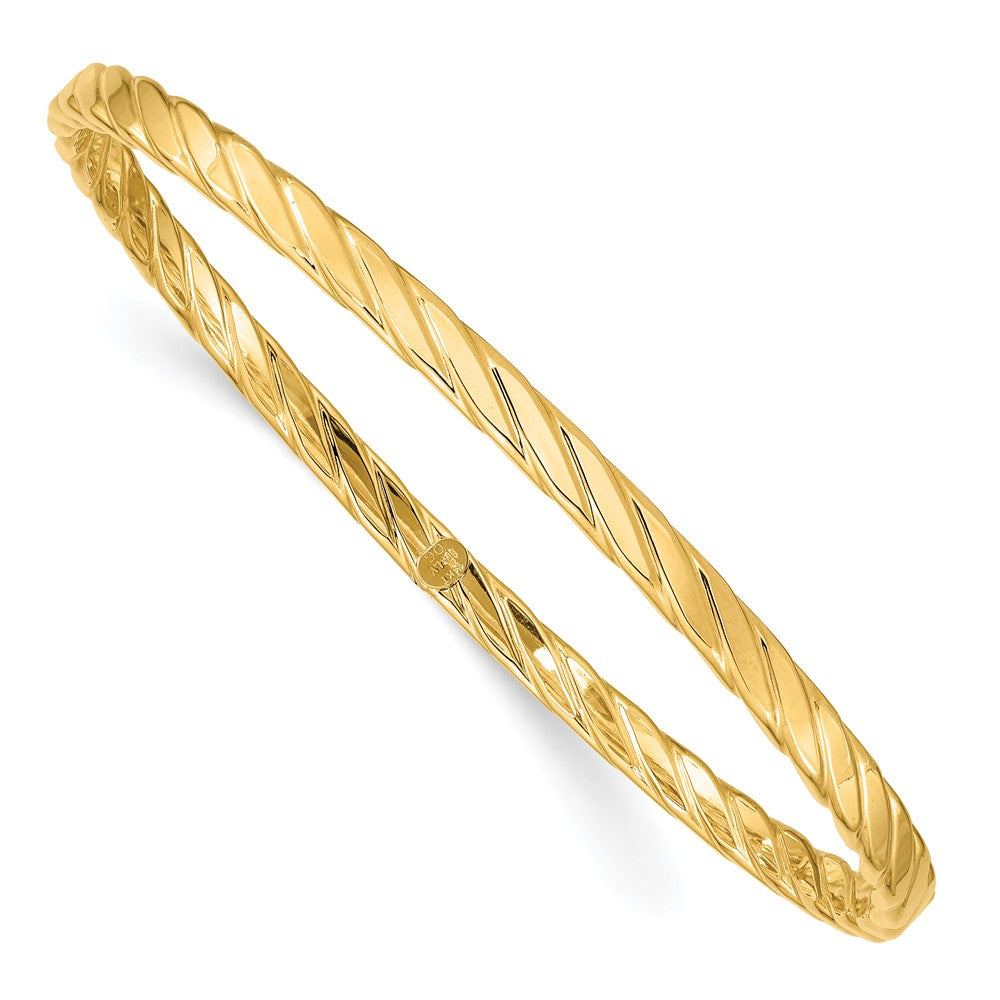 10k Yellow Gold 4 mm Textured Twist Slip-on Bangle (3.9 grams)