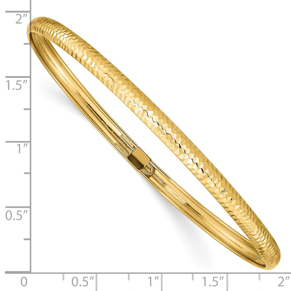 10k Yellow Gold 4 mm Textured Flexible Bangle