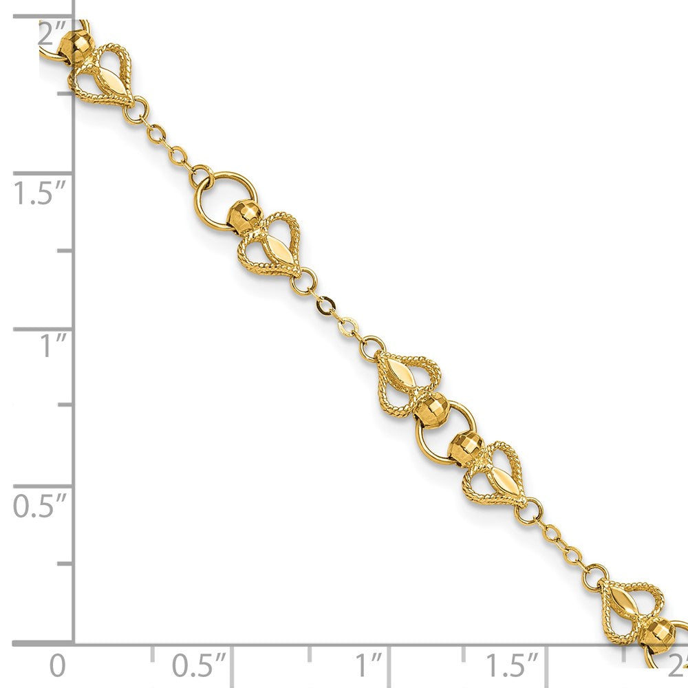 10k Yellow Gold 5.5 mm Polished Heart in Bracelet (1.8 grams)