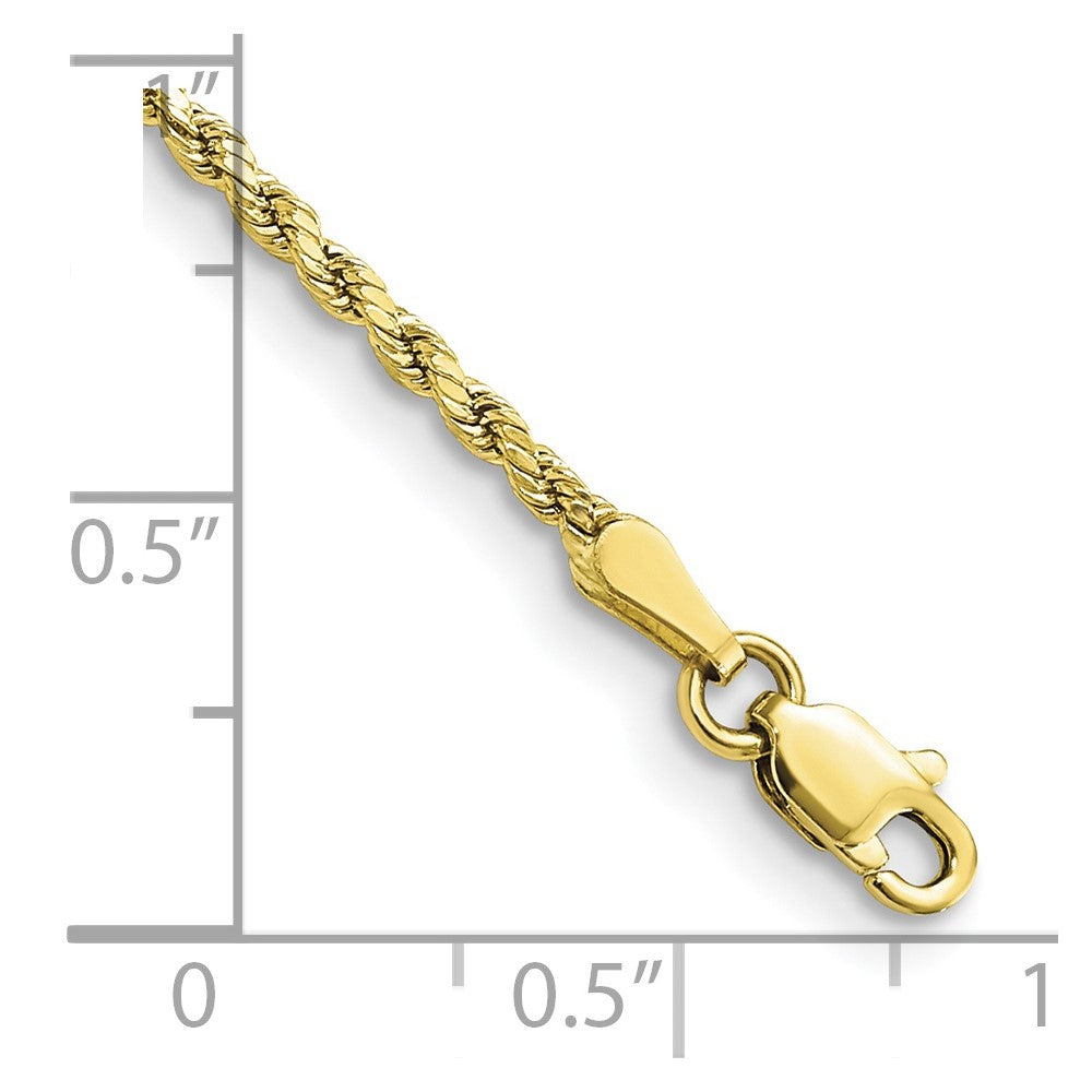 10k Yellow Gold 2 mm Semi-solid D/C Rope Bracelet (1.04 grams)