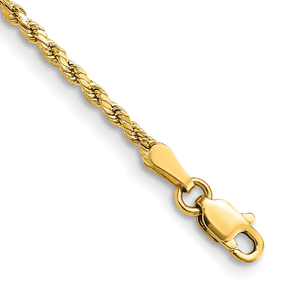 10k Yellow Gold 2 mm Semi-solid D/C Rope Bracelet (1.04 grams)