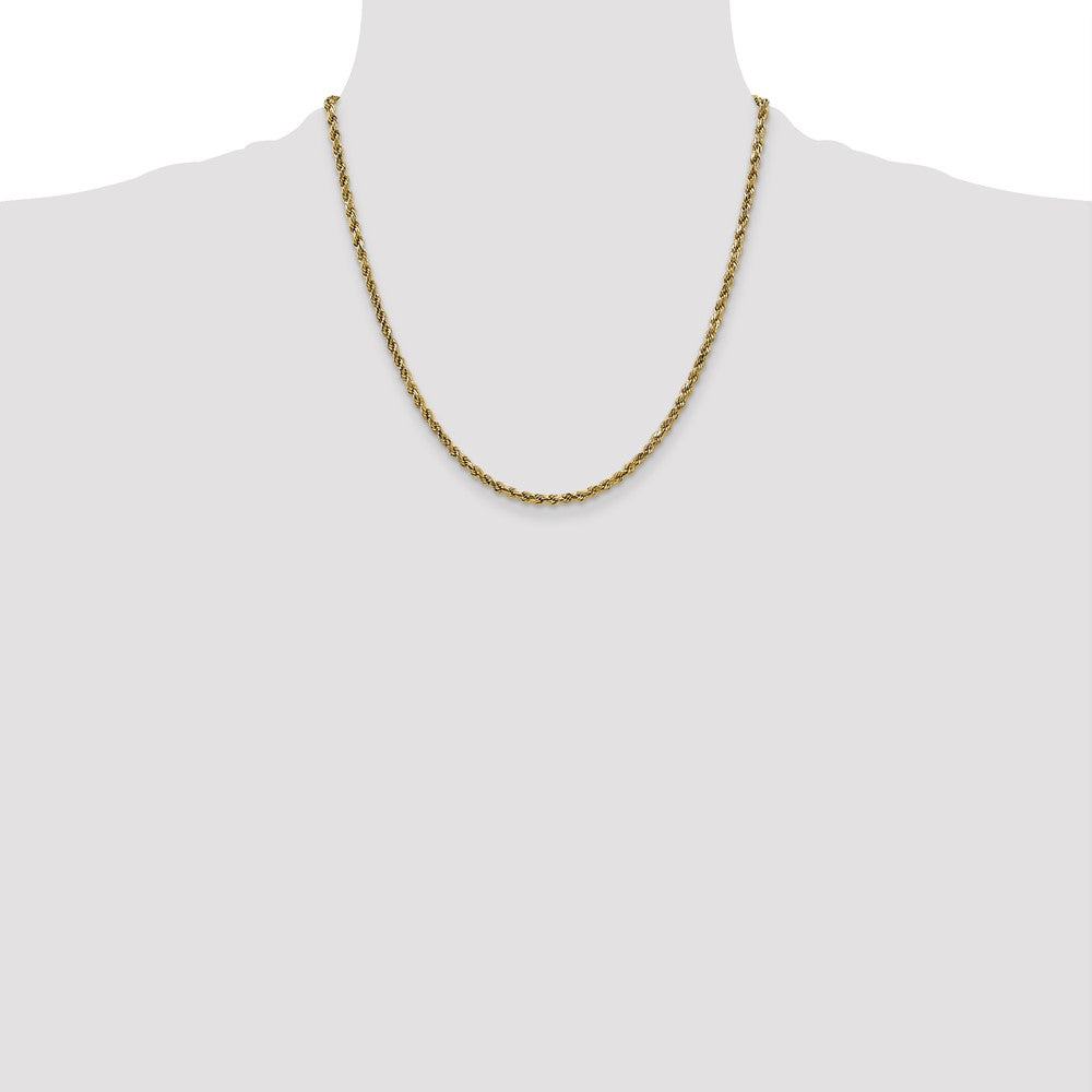 10k Yellow Gold 2.25 mm Semi-solid D/C Rope Chain