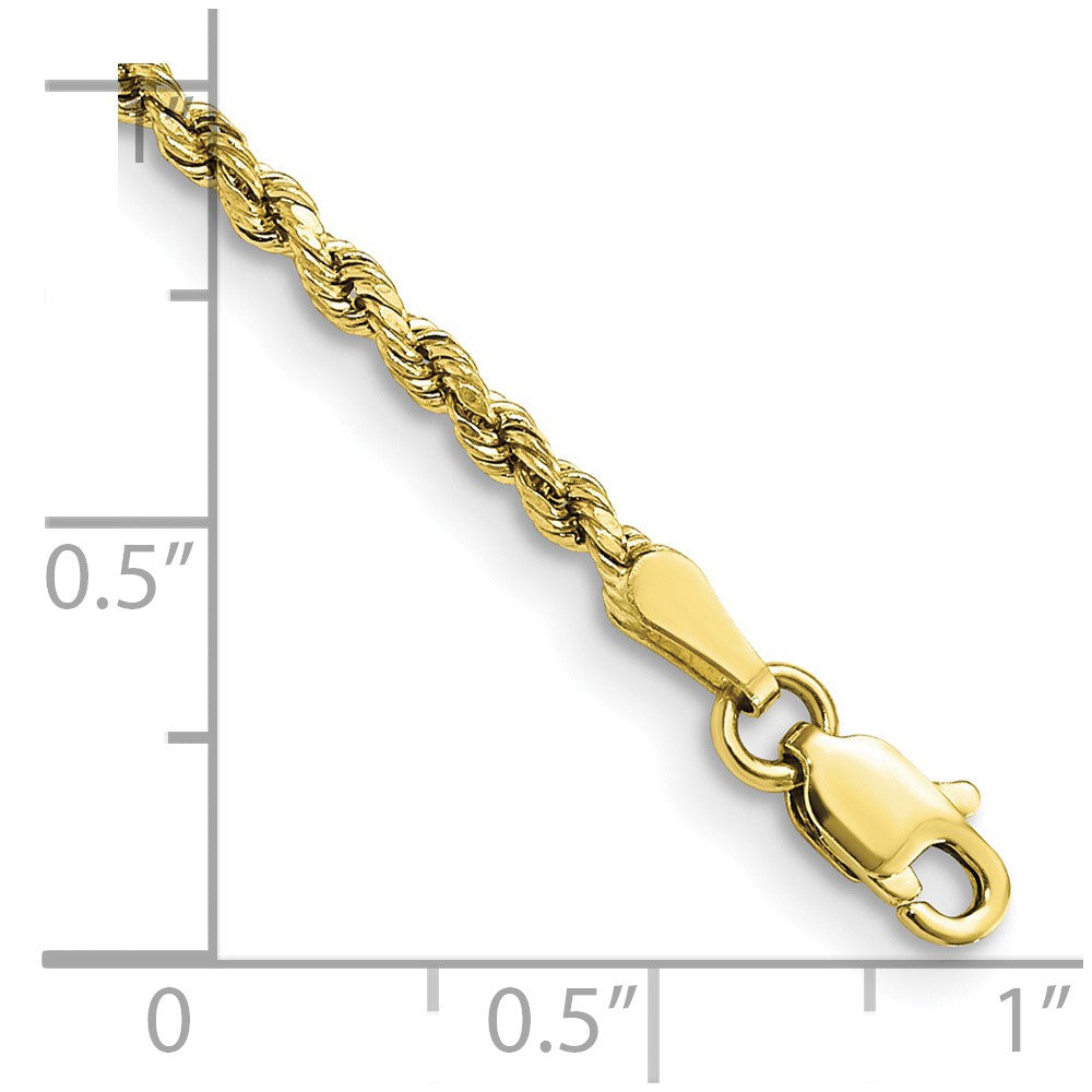 10k Yellow Gold 2.25 mm Semi-solid D/C Rope Bracelet (1.18 grams)