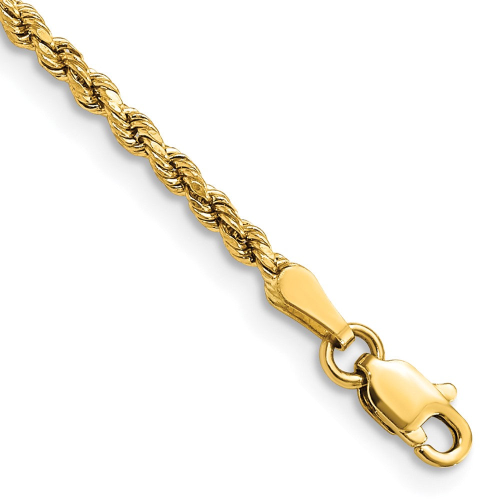 10k Yellow Gold 2.25 mm Semi-solid D/C Rope Bracelet (1.18 grams)