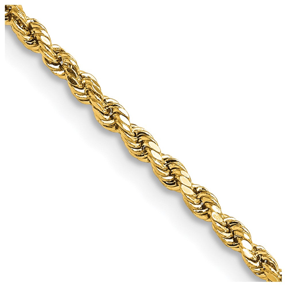 10k Yellow Gold 2.25 mm Semi-solid D/C Rope Chain