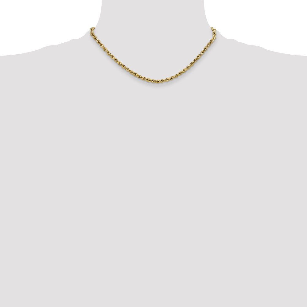10k Yellow Gold 2.5 mm Semi-solid D/C Rope Chain