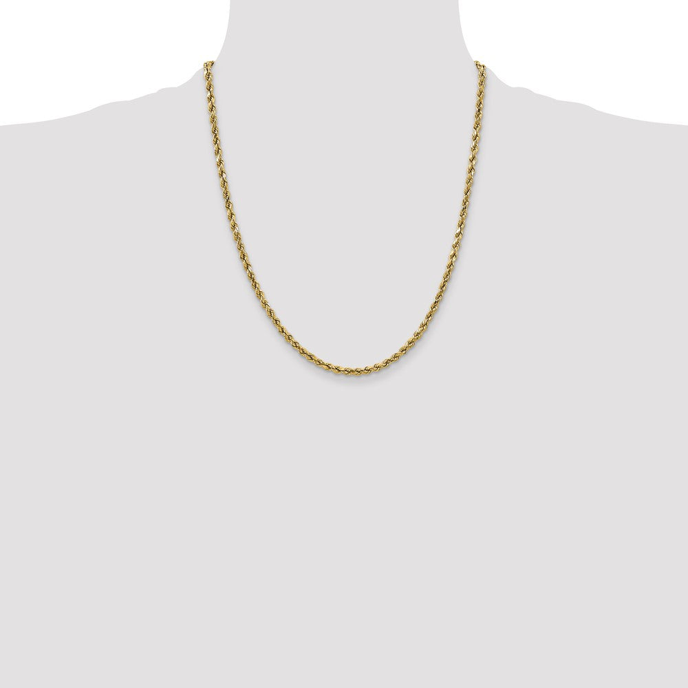 10k Yellow Gold 2.5 mm Semi-solid D/C Rope Chain