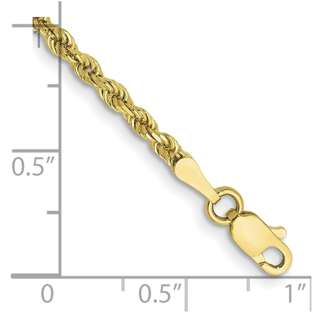 10k Yellow Gold 2.5 mm Semi-solid D/C Rope Bracelet (1.29 grams)