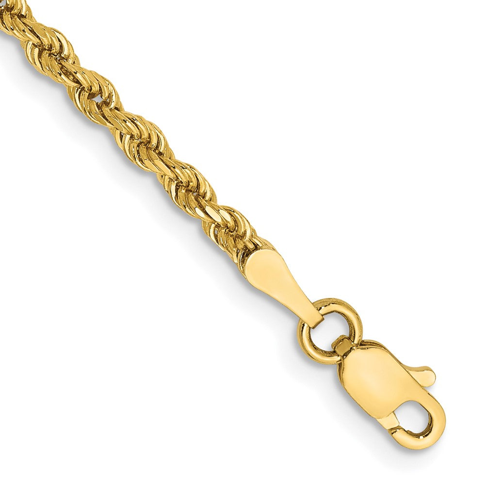 10k Yellow Gold 2.5 mm Semi-solid D/C Rope Bracelet (1.29 grams)