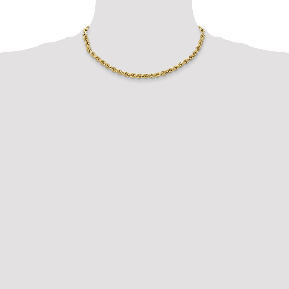 10k Yellow Gold 3.5 mm Semi-solid D/C Rope Chain